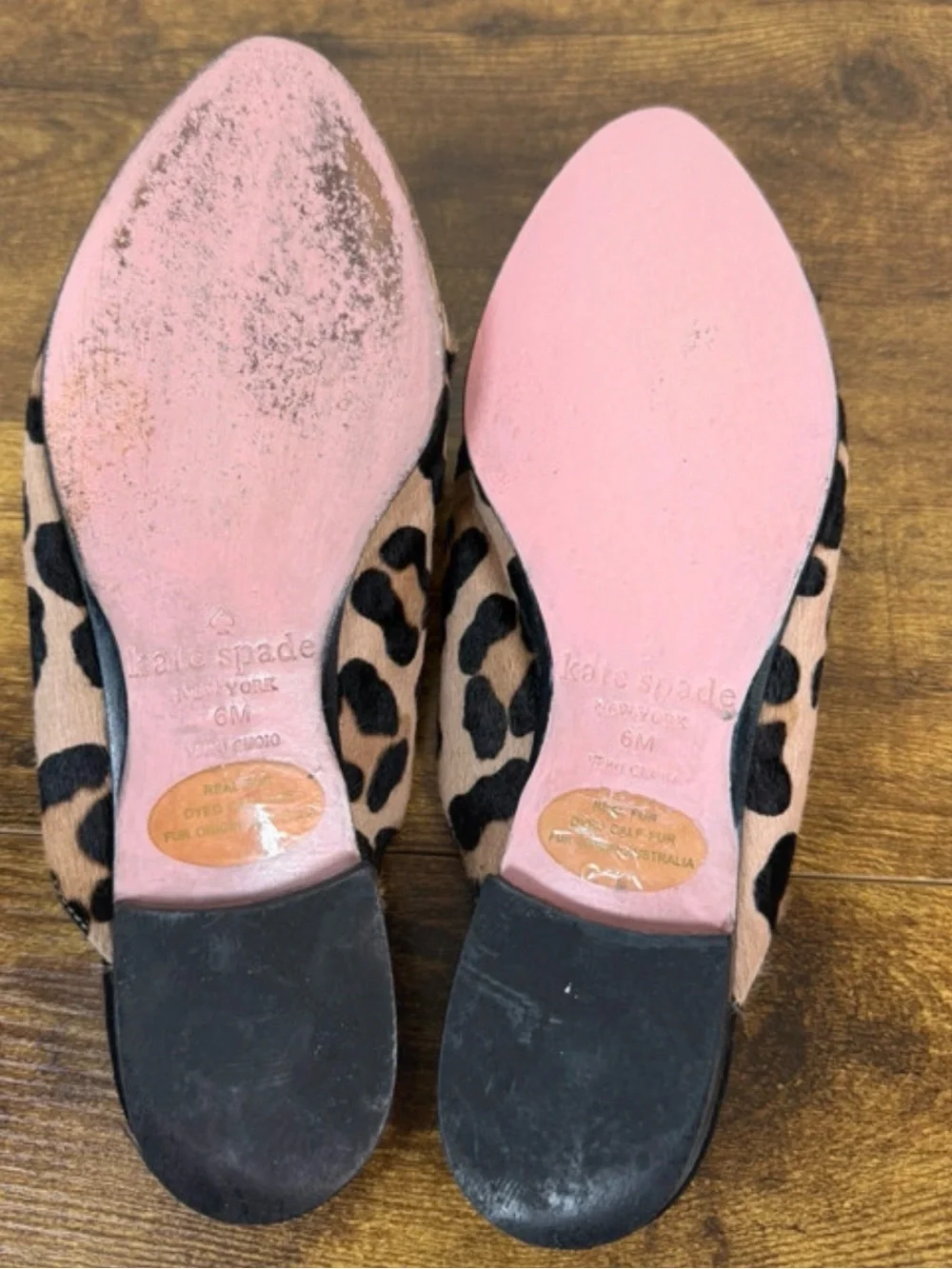 Kate Spade New York 'Cece Too' leopard print calf hair mule flats size 6m